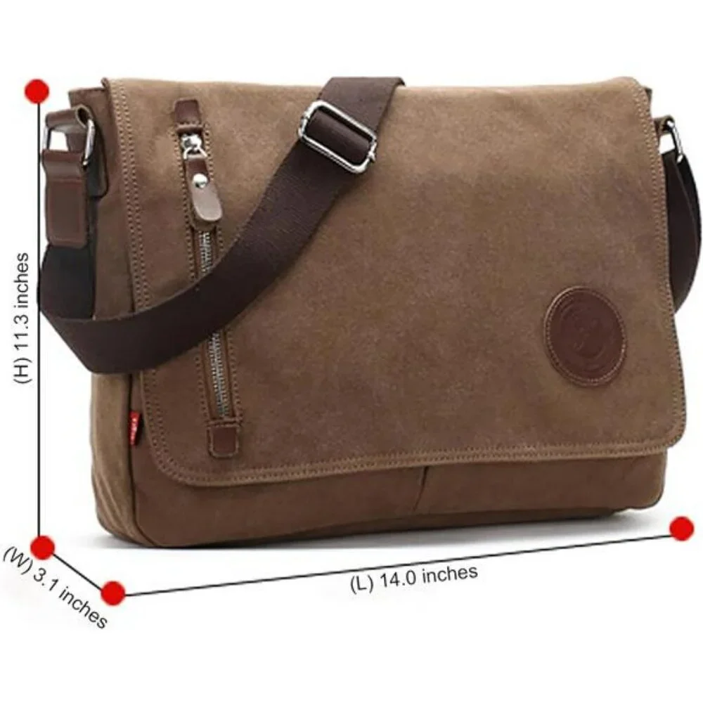 Vintage Canvas Messenger Bag Laptop Shoulder Satchel Unisex Crossbody Bookbag